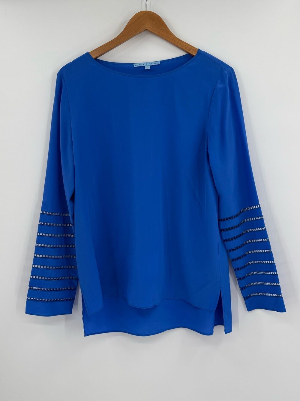 Antonio Melani Silk Embellished Sleeve Blouse | Covalt Blue | Medium